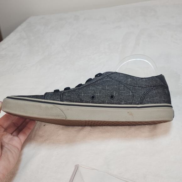 Vans Shoes Mens 12 Dark Gray Blue Black Fabric Low Tops Skater Grunge Preppy - Picture 8 of 13